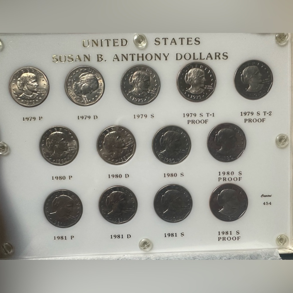1979 through 1981 s Susan B Anthony set. Rainbow toning on most of the coins.